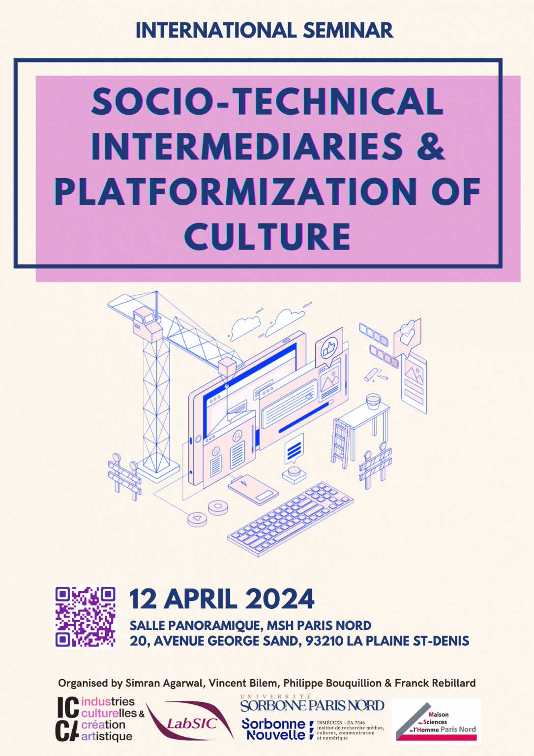 Affiche séminaire ICCA Socio-technical Intermediaries & Platformization of Culture