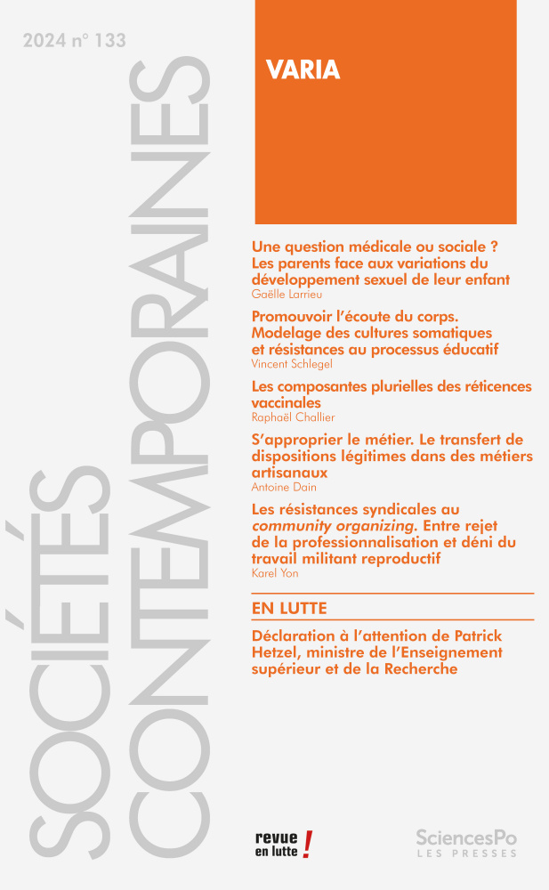 Couverture du numéro 133 de la revue Sociétés contemporaines
