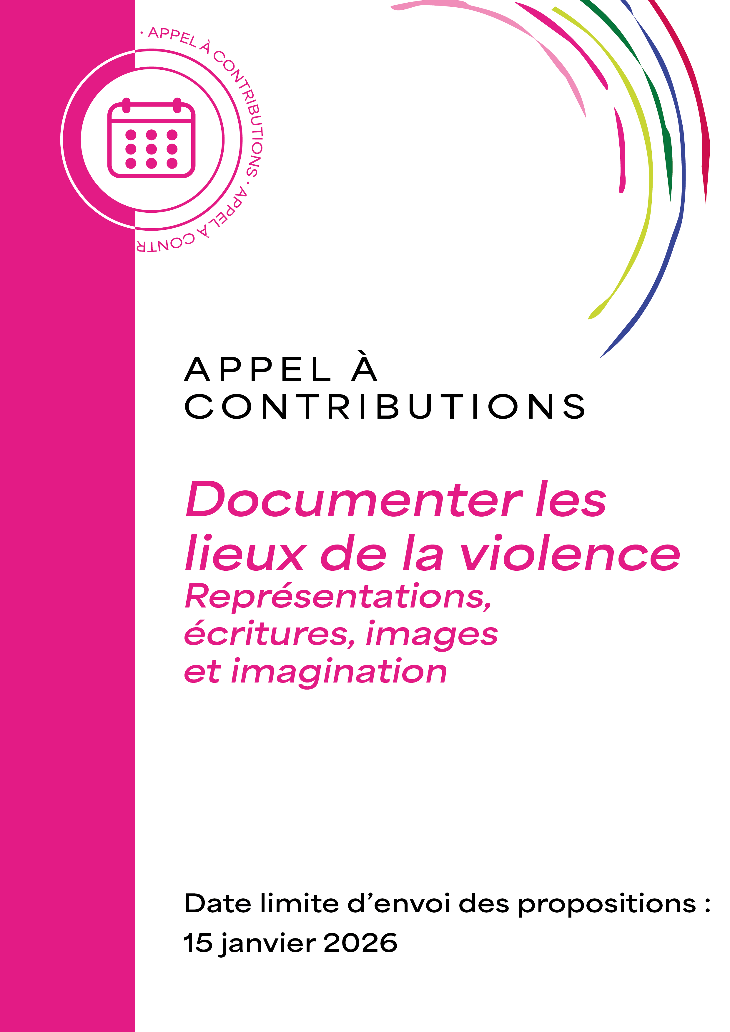 Visuel d'annonce de l'appel à contributions "Documenter les lieux de la violence"