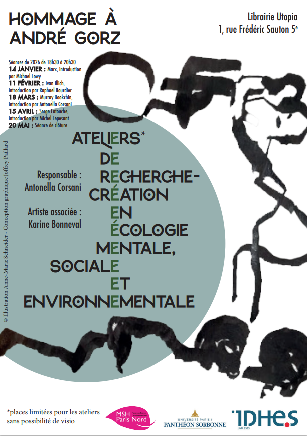 Affiche des ateliers hommage à André Gorz organisés de janvier à mai 2026