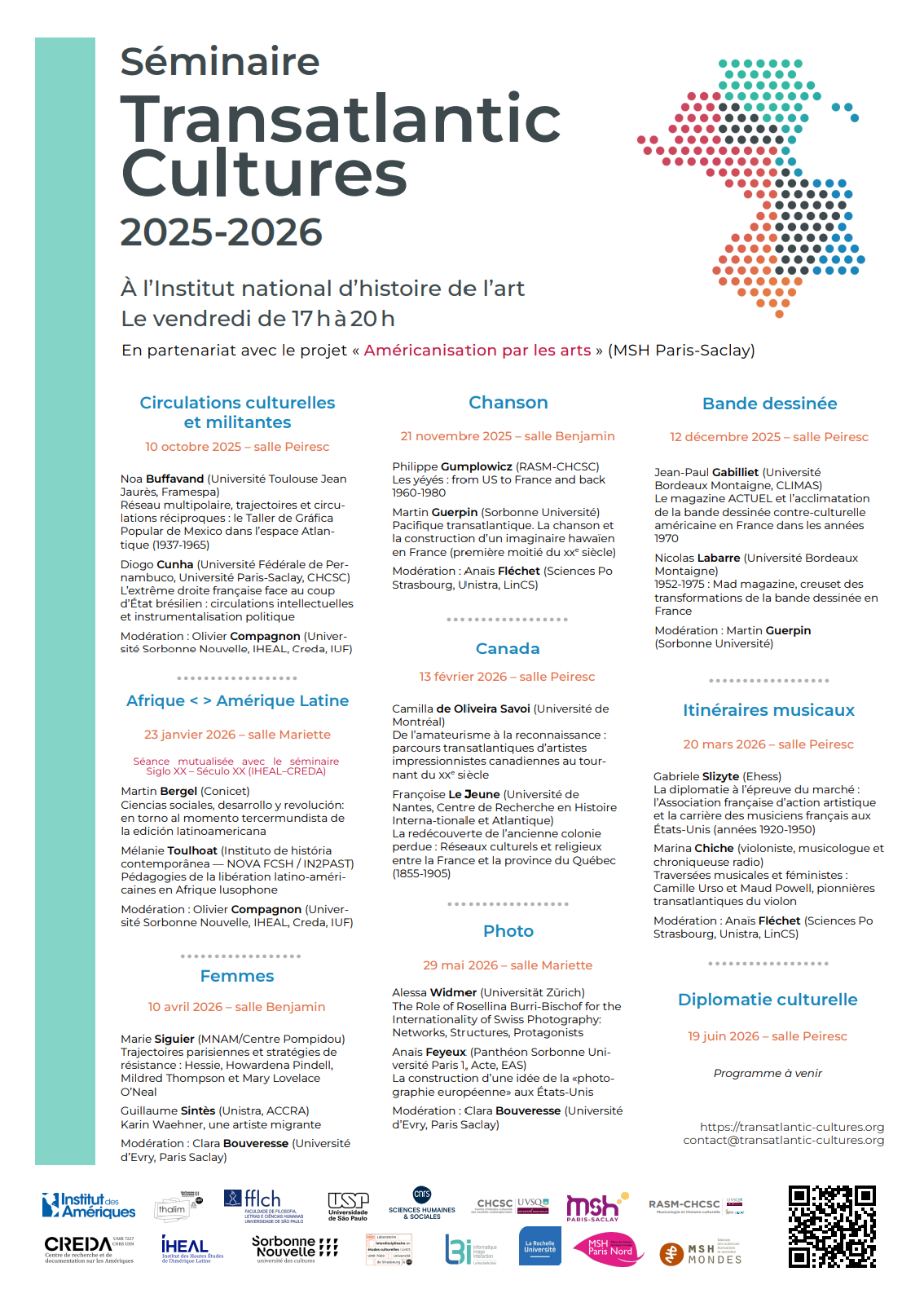 Affiche du cycle 2025-2026 du séminaire Transatlantic Cultures