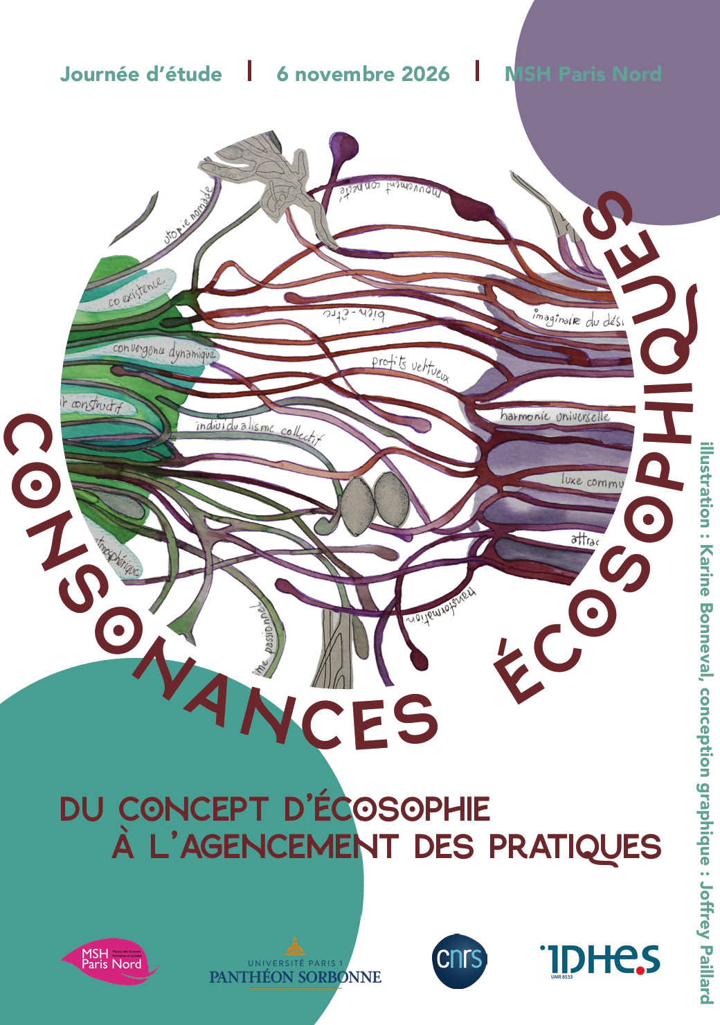 Affiche de la journée d'étude "Consonances écosophiques. Du concept d'écosophie à l'agencement des pratiques"