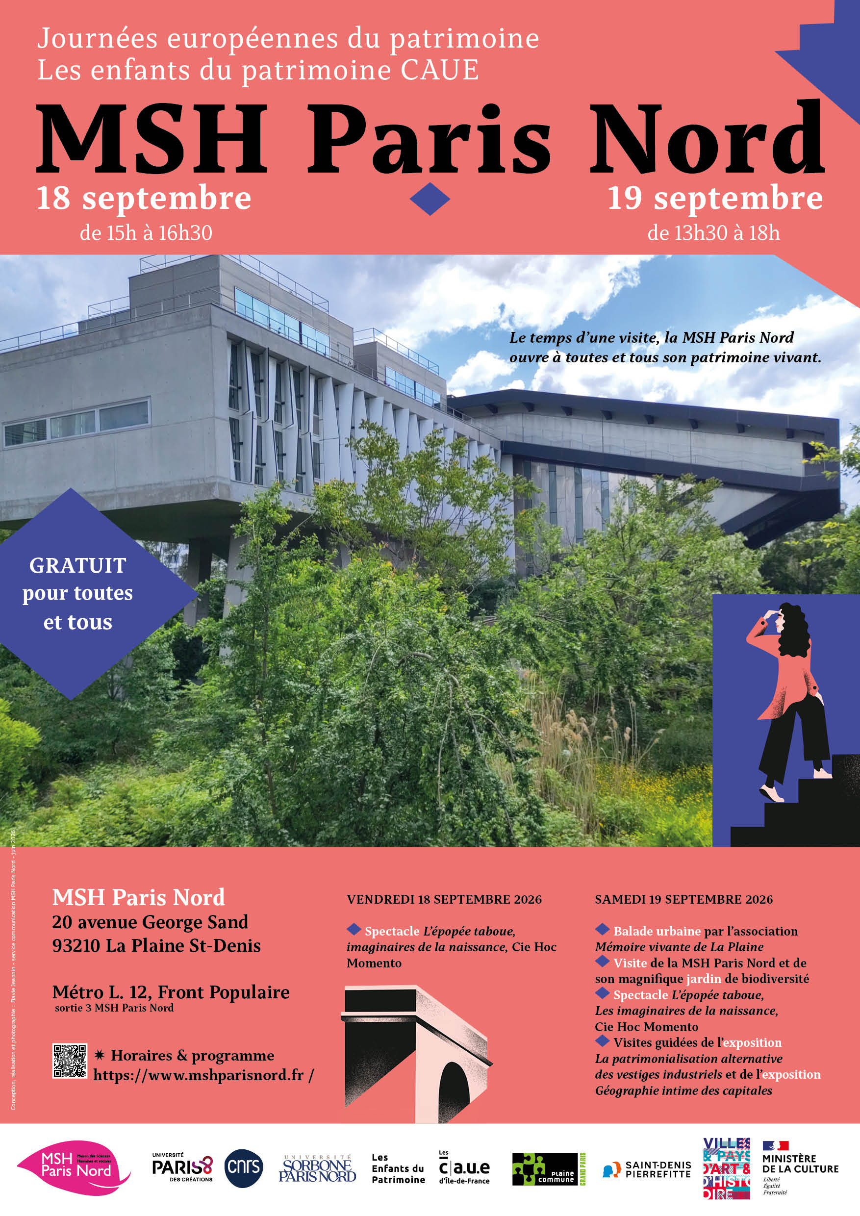 Affiche de l'édition 2026 des Journées Européennes du Patrimoine à la MSH Paris Nord