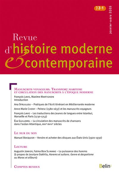 Couverture du n°73 de la Revue d'histoire moderne et contemporaine